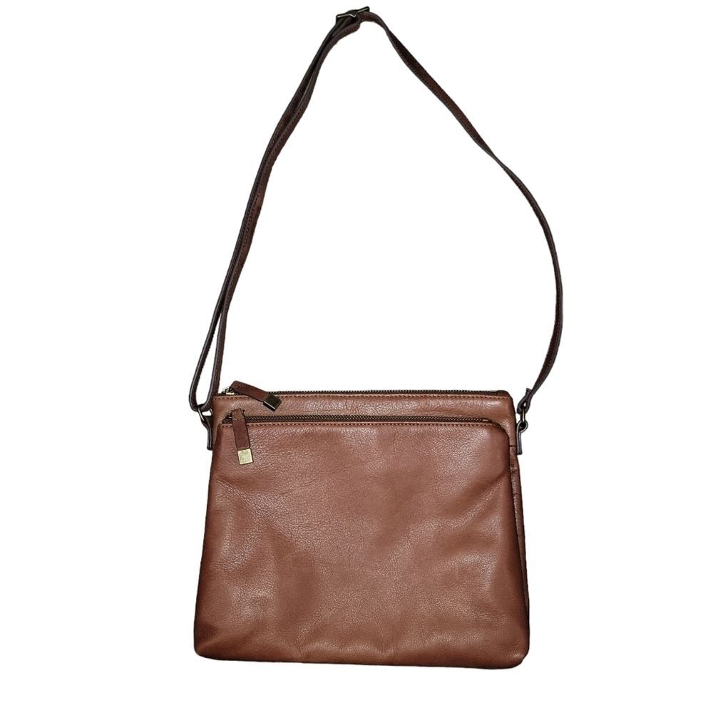 Margot double gusset Pebble leather zipper crossbody bag purse